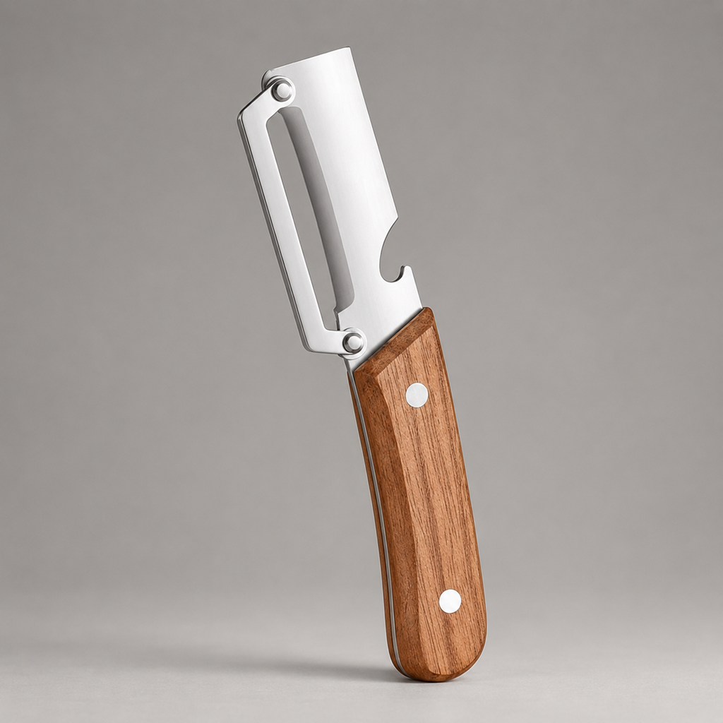 Wood Handle Vegetable Peeler angle view